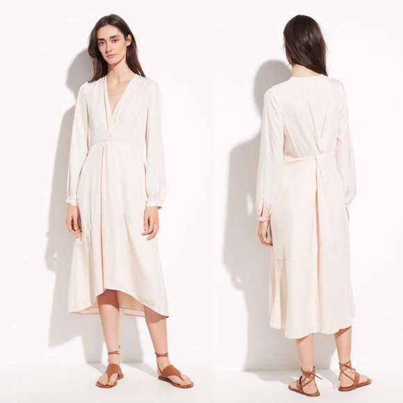⚡️SOLD⚡️ nwt vince satin twist drape long sleeve dress - size 8 - Picture 2 of 11